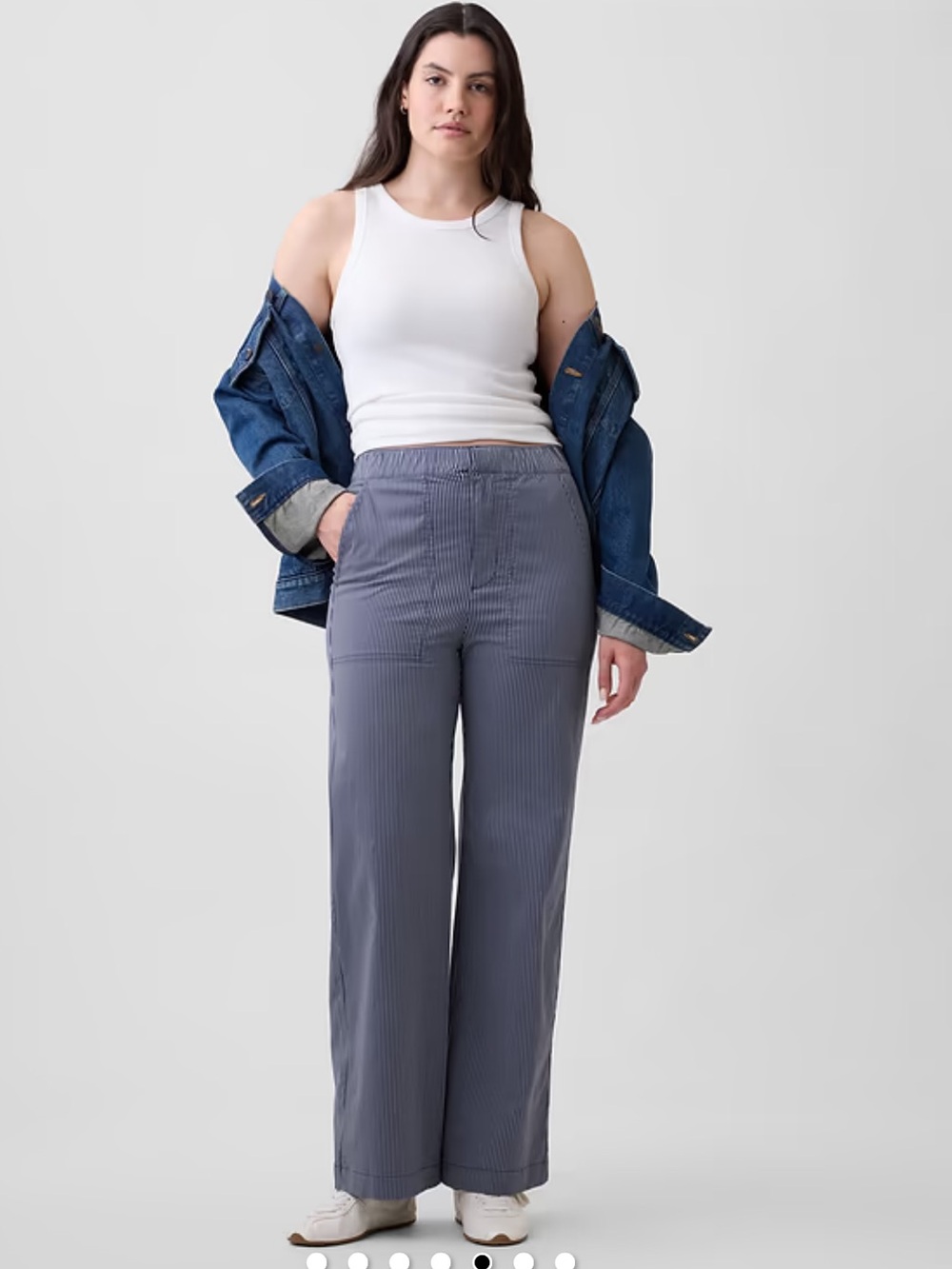 GAP Blue Pinstripe Wide-Leg Pants